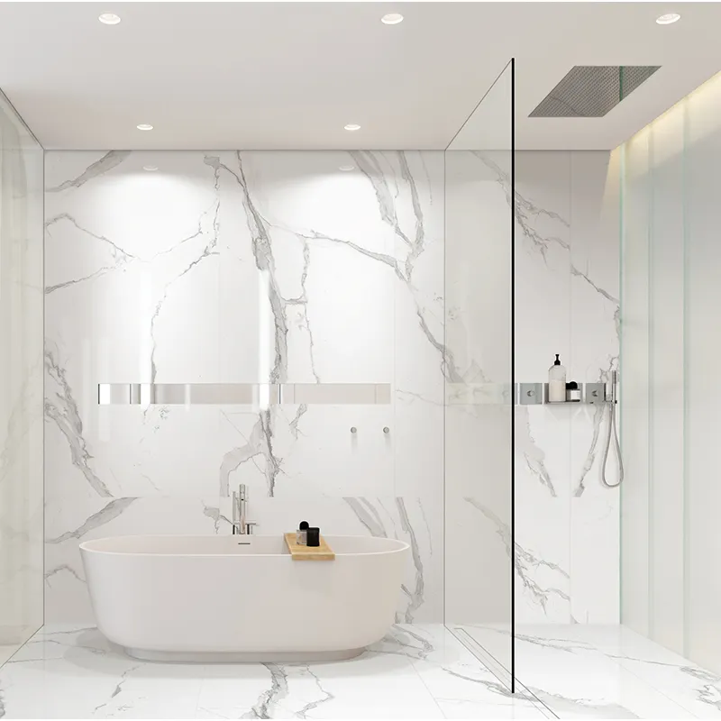 China White High Glossy Large Bathroom Kitchen Wall Tile Ceramic Panel Porcelain Floor Tile Shower