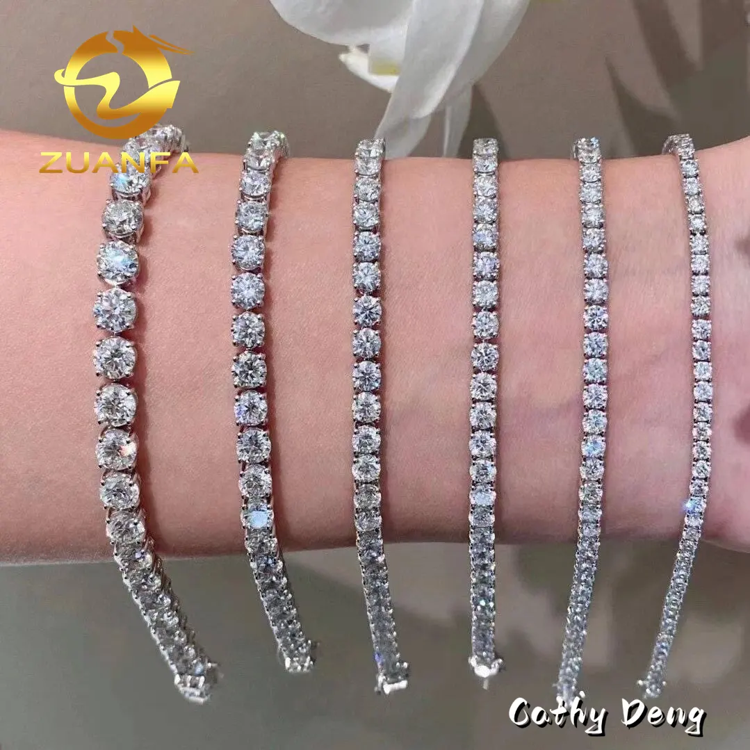 سوار هيب هوب كلاسيكي من Zuanfa Jewelry حاصل على شهادة GRA سوار تنس من نوع المويسانيتي مصنوع من الفضة عيار 925 يجوز اختبار الماس هدية للرجال