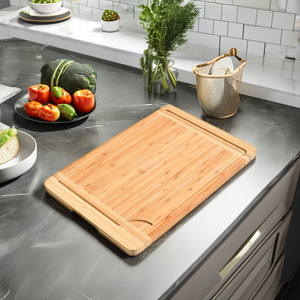 Fabricantes personalizados, tablas de cortar de bambú extra grandes con asas ocultas para la cocina, aptas para lavavajillas - Product Image 1