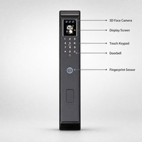 Kit de Serrure de Porte Intelligente avec Reconnaissance Faciale 3D, Empreinte Digitale, Clavier, Application Tuya, Interphone Vidéo, Écran Intérieur, Commande Manuelle par Bouton Rotatif, Clé pour Porte en Bois
