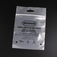 GRS Sacs en plastique PE recyclés Sac d'emballage transparent refermable avec zip-lock Impression personnalisée Sac d'emballage PE de petite taille avec trou de suspension