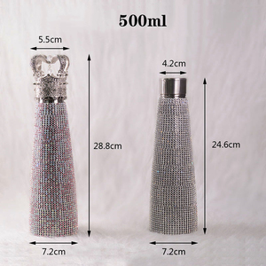Beeman Luxe <span class=keywords><strong>Bling</strong></span> Isolé En Acier Inoxydable Bouteille D'eau Strass Diamant Couronne Fiole À Vide Réutilisable Verres - Product Image 5