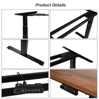 Bureau de travail électrique réglable en hauteur avec double moteur ergonomique, capacité de charge maximale de 100 kg, cadre de bureau en métal motorisé