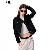 Veste en jean baggy courte pour homme 11KN, coupe classique rétro décontractée, avec boutons et languettes de taille ajustables