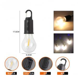 Lámpara de Camping COB Portátil 2024, Venta al Por Mayor de Fábrica, 200lm, Luz Cálida, Carga Tipo-C, con Gancho - Product Image 5