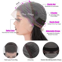 Perruque Lace Frontale Droite 250% Densité Cheveux Humains 13x4 HD Lace Sans Colle Effet Cheveux Naturels Perruque Cheveux Humains Vierges Emballage Personnalisé
