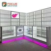 Vitrine à tabac éco-responsable à éclairage LED double face, panneau en verre, porte verrouillable, étagères multi-niveaux pour l'affichage des cigarettes