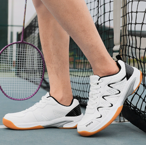 Chaussures de badminton blanches légères et rembourrées, baskets athlétiques respirantes antidérapantes à lacets pour hommes et femmes - Product Image 4