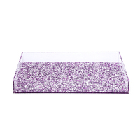 Plateau de rangement en acrylique pailleté personnalisé pour hôtels et restaurants, assiette avec logo, plateau de service en plexiglas scintillant pour salles de spectacle de luxe