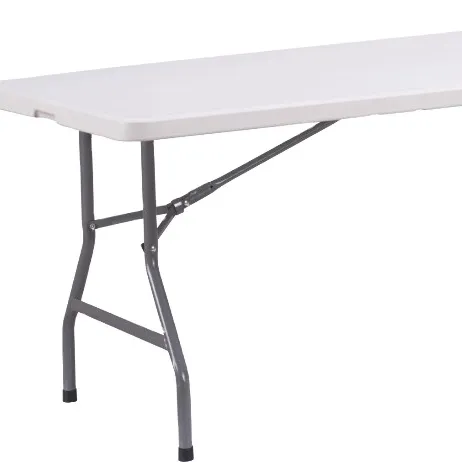 8ft plastic folding in half table for picnic and events, rectangular 8 seats garden dining table, folding table with carry case
