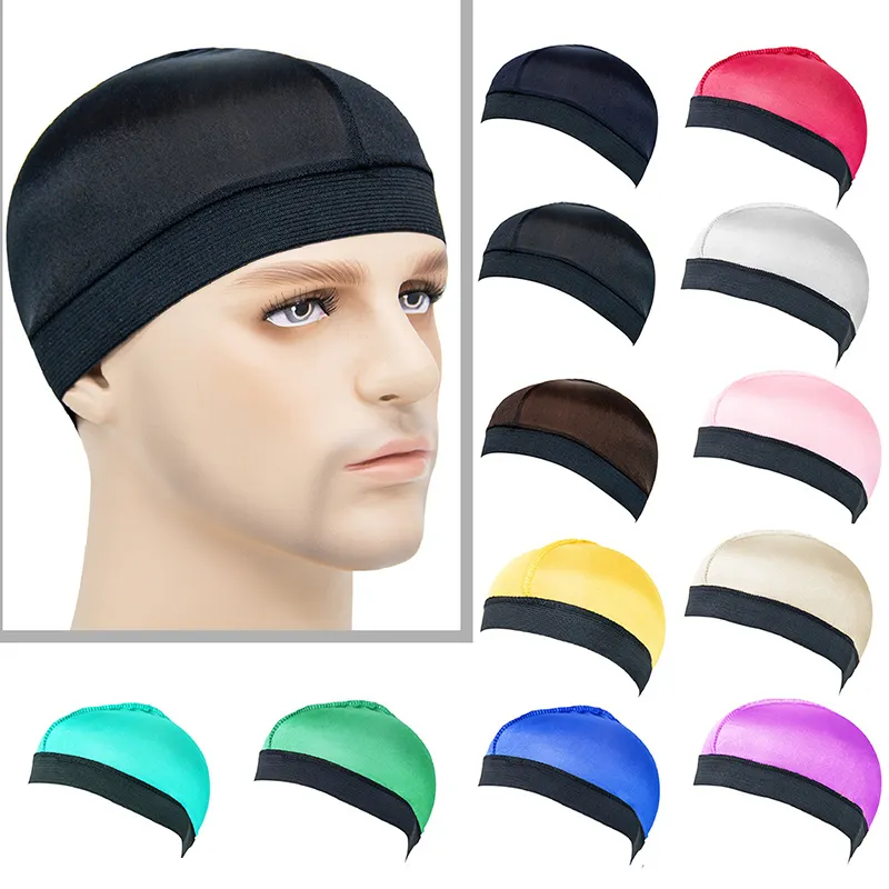 Fashion Silky Dome Wave Cap Elastic Bandanas Unisex Wig Cap Night Sleep Headcover Cancer Hair Loss Chemo Cap Hair Accessories