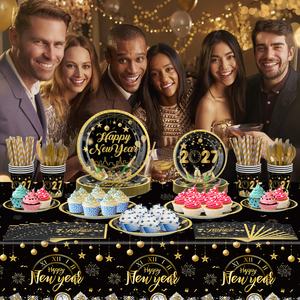 Nuevo Juego de Vajilla Negra <span class=keywords><strong>y</strong></span> Dorada para la Celebración del Año Nuevo 2027 <span class=keywords><strong>y</strong></span> Eventos en Tiendas - Product Image 5