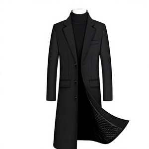 European Size Slim Fit <b>Long</b> Standard Winter Trench Coat <b>for</b> <b>Men</b> High Quality Business Wool Overcoat Eco-Friendly Worsted Fabric - Product Image 3