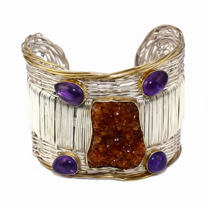 Brazalete de amatista de Plata de Ley 925 al por mayor, joyería de diseñador de grado superior, Perla natural, piedra de diamante, lo más popular, lo último - Product Image 1