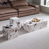 Calacata Viola sol en marbre socle rectangulaire ensemble de support de table basse sur pied et table d'appoint pour la maison