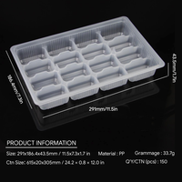 Barquette d'emballage pour raviolis en plastique PP jetable, écologique, de qualité alimentaire, à usage commercial en supermarché, avec 16 compartiments, personnalisable