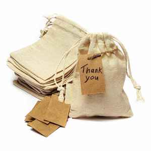 Wholesale Jewelry Home Goods Christmas Banquet Reusable Cotton <b>String</b> Muslin Linen Gift Bags Small Mini - Product Image 1