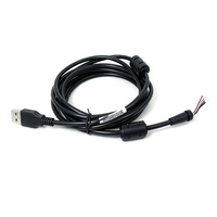 Cableado USB AM de 2 Núcleos Negro de Longitud Personalizada, Conector USB-A Macho con Cable de Terminal Desnudo SR a 5 Pines para Control Industrial