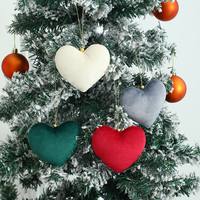 Ornement de Noël en velours de luxe en forme de cœur, décor suspendu rembourré doux en forme de cœur pour la Saint-Valentin, les mariages, les fêtes et les arbres de Noël
