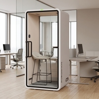 Cabine de travail insonorisée pour l'intimité en intérieur, cabine acoustique silencieuse, cabine téléphonique de bureau avec porte en verre