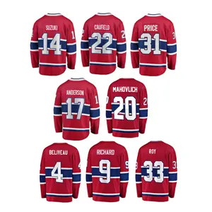 Jerseys de hockey sobre hielo con costuras superiores Montreal 22 Cole Caufield 14 Nick Suzuki 20 Slafkovsky 31 Precio 72 Xhekaj 33 Roy 9 Richard