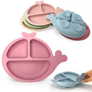 批发双酚a免费硅胶婴儿板吸硅胶婴儿吸平台海豚形状可爱儿童