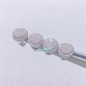 Mejor Venta de Rappe Stock Precio al por mayor 925 Plata Iced Out Jewelry Vvs Moissanite Diamante Forma redonda Hombres Stud Pendientes - Product Image 5