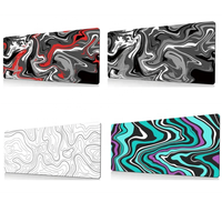 Tapis de Souris Gamer et de Bureau Antidérapant en Caoutchouc Écologique Certifié CE, Grand Format, Motif Vague Blanche Abstraite, Personnalisable par Sublimation, Vente en Gros