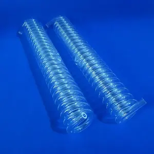 Tubo di silice a spirale in vetro di quarzo trasparente ad alta temperatura e resistente alla corrosione personalizzato