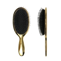 Brosse classique de lissage à coussin ovale brillant, poils de sanglier naturels avec plumes en Nylon, nettoyeur de brosse à cheveux LPC2
