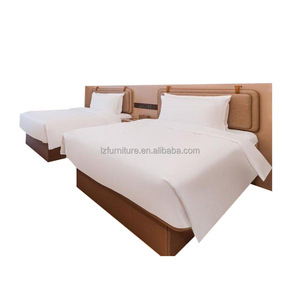Modern Commercial 3 Star Hotel Bedroom Furniture Twin Room Set Two <b>Single</b> Beds Wooden Platform Frame With Upholstered <b>Headboard</b> - Product Image 6