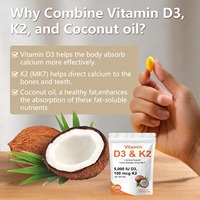 OEM Hot Sales Vitamine D3k2 Kokosolie Softgels Vitamine D3 300 Softgels Immuun- & Hartondersteuning
