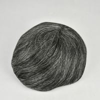Perruque indienne super fine faite à la main pour hommes, toupet doux avec système capillaire en PU gris, prothèse capillaire naturelle
