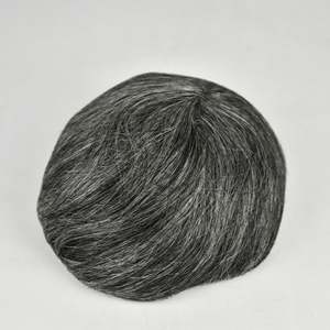 Super dünne handgemachte indische Haar perücke für Herren Weiches Toupee mit grauem PU-Haars ystem Natürliche Kapillar prothese - Product Image 3