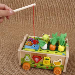 Giocattoli per Bambini, Carretto Giocattolo in Plastica con Rana, Pesce, Frutta e Verdura, Unisex - Product Image 5