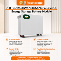 Batterie domestique LiFePO4 48V 314Ah pour stockage d'énergie 16,08 kWh, sortie 8 kW, montage mural pour onduleur solaire CAN