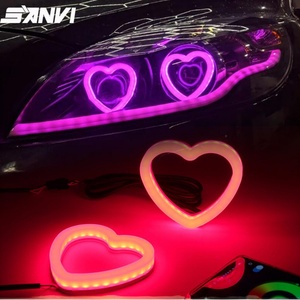New RGB Chasing LED Angel Eye Ring Auto Decoration Heart-Shape Halos Sequential Turn Signal for Honda App Control Headlight - Product Image 2