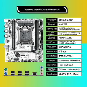 JGINYUE 4xDDR3 bellek yuvası ile X79M-G ARGB <span class=keywords><strong>DDR3</strong></span> masaüstü anakart çift kanal LGA2011-<span class=keywords><strong>3</strong></span> soket yeni ürün - Product Image 2
