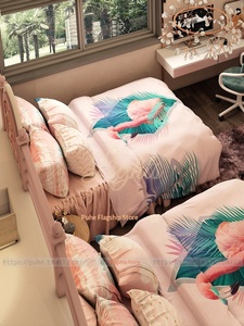 Letto a castello a tre piani per bambine, lussuoso e semplice, in legno massello, rosa, per <span class=keywords><strong>camerette</strong></span> dei sogni - Product Image 2