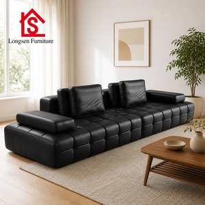 Divano Componibile Moderno in Pelle, Set Durevole e Regolabile Senza Braccioli con Spugna ad Alta Resilienza, Arredamento per Soggiorno per Piccoli Appartamenti - Product Image 1