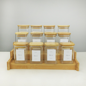 Glass Spice Jar Square Glass Jar <strong>Kitchen</strong> <strong>Storage</strong> <strong>Containers</strong> Glass Jar with Lid for Food - Product Image 2