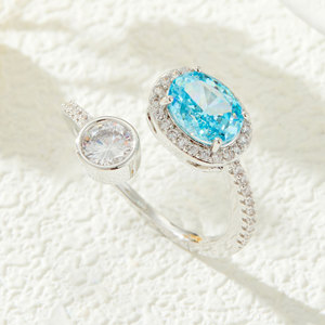 Oval Open Ring Pave Setting Snowflake Design Adjustable Index Finger Party Jewelry - Product Image 4