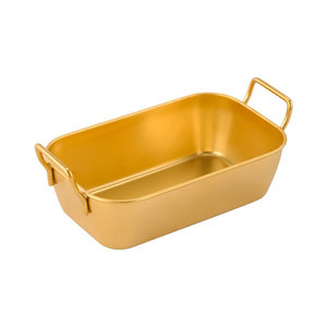 Cesta para refrigerios de acero inoxidable con asas, bandeja rectangular dorada y plateada para servir comida, café y té en hoteles - Product Image 3