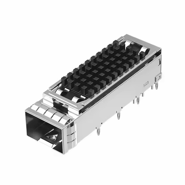Amphenol U77-E16E8-2001 Compatible E1-Port SFP+ Cage Through-Hole Press-Fit with Heat Sink for Fiber Optic Equipment