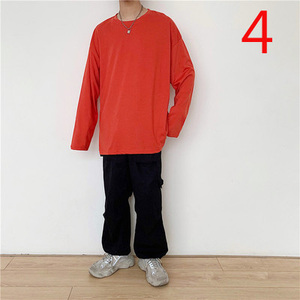 <span class=keywords><strong>T</strong></span>-<span class=keywords><strong>shirt</strong></span> a maniche lunghe a sezione 13924 sottile in cotone Top girocollo da <span class=keywords><strong>uomo</strong></span> abbigliamento autunnale ampio - Product Image 4