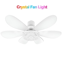 Ventilateur de plafond en cristal 40W pour salon, simple, amovible, en forme de fleur, avec pales de ventilateur colorées, prise électrique américaine