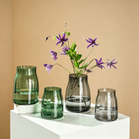 Vase en verre nordique minimaliste avec base en bois, pot de fleurs hydroponique créatif, décoration de table pour salon, ornement d'aquarium