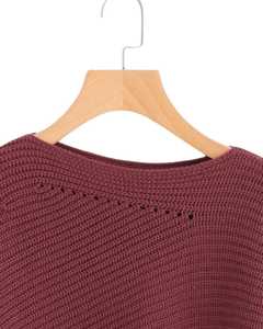 Suéter de Punto Extra Grande OEM, Manga Larga, Detalle de Anillo de Ojal, Cuello Redondo, Suave y Cálido, Informal para Invierno, Color Rojo Vino, en Venta - Product Image 4