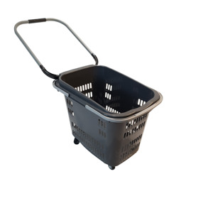 Plastic <strong>Trolley</strong> Rolling Baskets Supermarket Plastic Shopping Basket with Wheels - Product Image 2