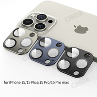Film de protection d'objectif de caméra en verre trempé noir 9H pour iPhone 15 Pro Max et 15 Pro accessoire de téléphone portable de sortie d'usine